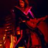 13Apr75 Kansas City, MO - this very RARE shot shows the Black 3-pickup Les Paul Deluxe waiting in the wings. Ace is posing with this guitar on the cover of Alive!